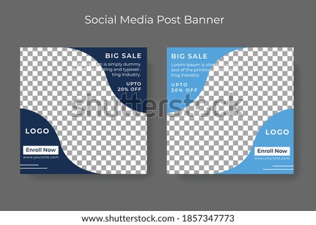 Set of Editable minimal square banner template. Black and yellow background color with stripe line shape. Suitable for social media post and web internet ads. Vector illustration with photo college