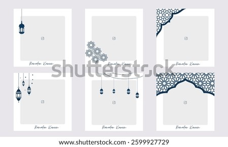 Set of editable minimal square banner templates with colorful backgrounds and element shapes. Suitable for social media posts and photo events. Eid theme