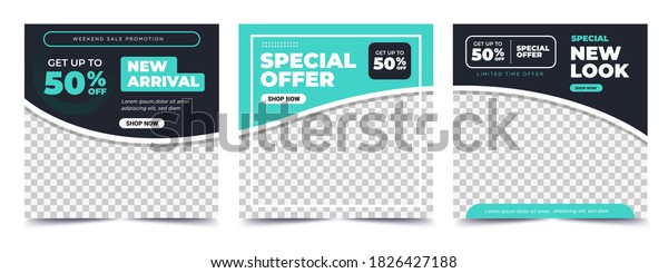 	\
Set of Editable minimal square banner\
template. blue and green background color with stripe line shape.\
Suitable for social media post and web internet ads. Vector\
illustration with photo\
college
