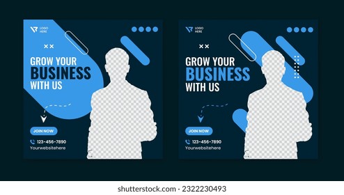 Set of Editable minimal square post template. Corporate social media post design. Business vector social media post for company, agency, digital marketing