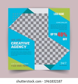 Set of Editable minimal square Social Media banner template Design
