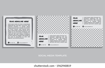 Set up an editable minimal square social media post template. with grey abstract shape. Suitable for social media posts and internet web advertising.