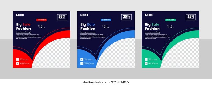 Set of Editable minimal square social media banner template. Suitable for social media posts an ad, advertisements, advertising, announcement, brochure, and web internet ads. home sale,