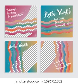 Set of Editable modern abstract  banner templates. Suitable for social media post, flyer, brochure and web/internet ads with photo college. vector