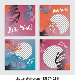 Set of Editable modern abstract bubble banner templates. Suitable for social media post, flyer, brochure and web/internet ads with photo college. vector