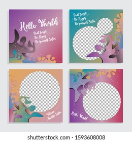 Set of Editable modern abstract liquid banner templates. Suitable for social media post, flyer, brochure and web/internet ads with photo college. vector