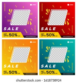 Set of Editable modern abstract liquid banner templates. Suitable for social media post, flyer, brochure and web/internet ads with photo college. vector