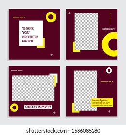 Set of Editable modern minimal square banner templates. Suitable for social media post and web/internet ads with photo college. vector