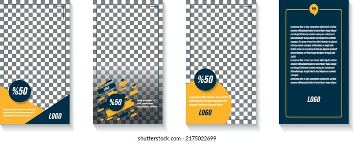 Conjunto de plantillas editables y modernas de historias de medios sociales, Ilustración vectorial.
