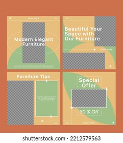 Set of Editable Modern Social Media Post Furniture Sale. Elegant Social Media Template Business