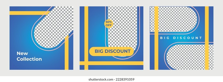 Conjunto De Plantilla De Publicación Moderna De Medios Sociales. Adecuado Para Venta De Moda, Descuento, Nuevo Producto Para Publicaciones En Medios Sociales.