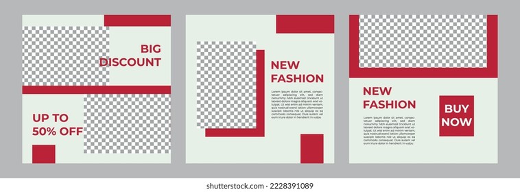 Conjunto De Plantilla De Publicación Moderna De Medios Sociales. Adecuado Para Venta De Moda, Descuento, Nuevo Producto Para Publicaciones En Medios Sociales.