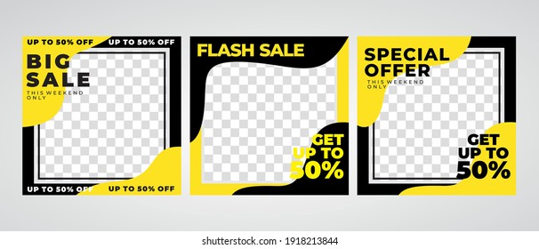 Set of editable modern square background template, Perfect for social media post , background and web internet ads. Modern social media post feed.