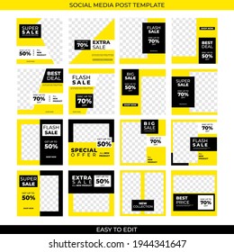 Set of editable modern square background template, Perfect for social media post.