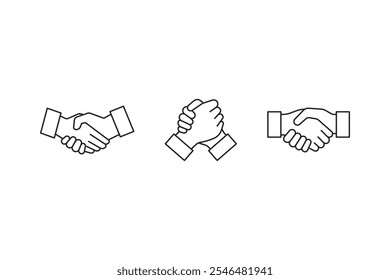 conjunto de ícones de handshake de estilo de estrutura de tópicos editável
