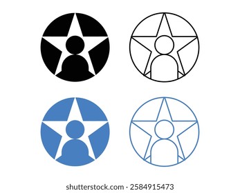 set of editable people star shapes symbol design illustration isolated on transparent background