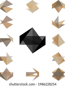 Set of editable polygonal origami logo icon in abstract shapes. Created using AI CS6.