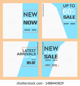 Set of Editable Post Template Social Media Banners for Digital Marketing. Soft and Pastel Color. Fashion Web Banner