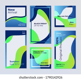 Set of editable Post Template Social Media stories and feed post, sale promotion and digital marketing, Trendy background design for advertising. eps vector.