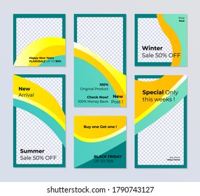 Set of editable Post Template Social Media stories and feed post, sale promotion and digital marketing, Trendy background design for advertising sale anythink. eps vector.