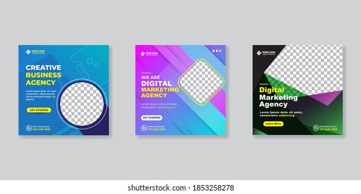 Set of Editable Post Template Social Media Banners for Digital Marketing. Promotion Brand.