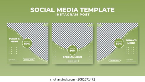 Set of editable post templates . design with simple green color (7)