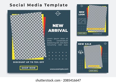 Set of editable post templates . design with simple blue color (11)