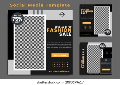 Set of editable post templates . design with simple white and black color 