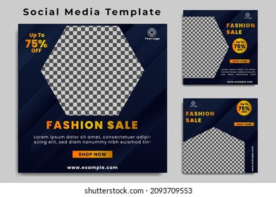 Set of editable post templates . design with simple blue gradient color 