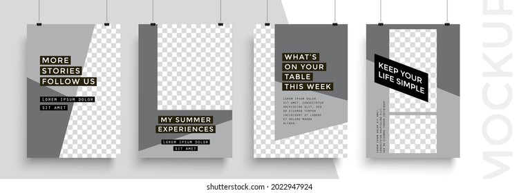 Set of Editable poster template. Can be used for poster, brochure, magazine, card, book, flyer, banner, anniversary. Trendy corporate style.