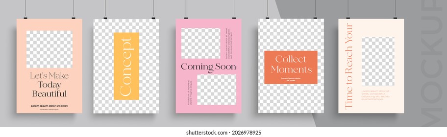Set of Editable poster template. Can be used for poster, brochure, magazine, card, book, flyer, banner, anniversary. Trendy corporate style.