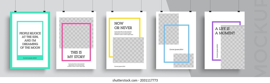 Set of Editable poster template. Can be used for poster, brochure, magazine, card, book, flyer, banner, anniversary. Trendy corporate style.