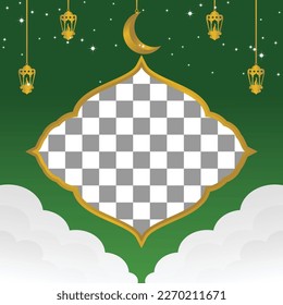 set of editable Ramadan sale poster templates. with paper cut ornaments, moon and lanterns. Design for social media and web. Vector illustration