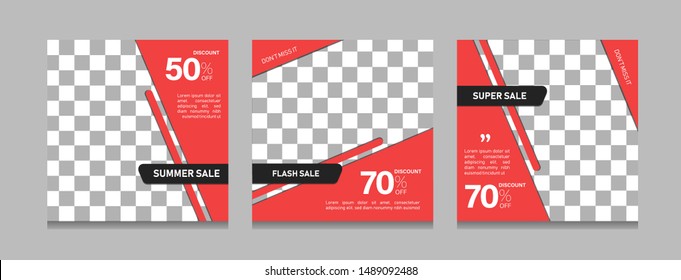 Set of editable sale banner template. Square banner for social media post and web/internet ads. Sale banner adversiter template