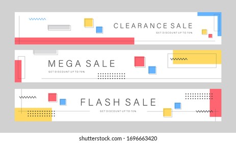 Set of editable sale banner template. Mobile banner for social media post and web/internet ads. Sale banner adversiter template. Cover template design vector with geometric shapes background.