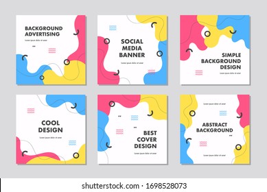 Set of editable sale square banner template. Mobile banner for social media post and web/internet ads. Sale banner adversiter template with abstract background and colorful concept.