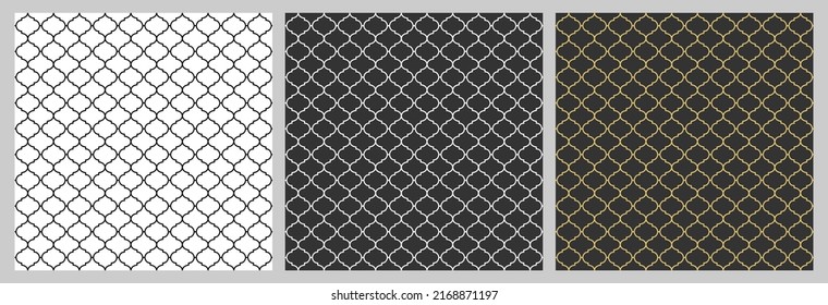 set of editable seamless abstract patterns on black and white backgrounds for textures, textiles, simple backgrounds and creative design