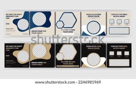 Set of editable social media carousel post Template Design, Real Estate Social Media Post Bundle