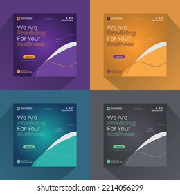 Set of Editable Social Media Design Post Template And Mockup Design. Suitable for Sale Banner, Post, Ads Advertising, Promotion Product, Business, Company, Travel