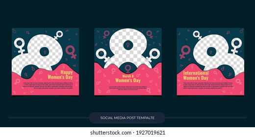 Set of Editable social media post template. International women's day banners with abstract minimalist style design. Suitable for banners, poster, and web ads