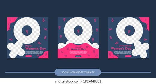 Set of Editable social media post template. International women's day banners with abstract minimalist style design. Suitable for banners, poster, and web ads