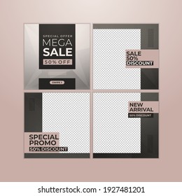 Set of editable social media post template for comercial and promotion product with minimalism and elegant style