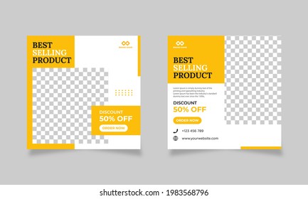 Set of editable social media post template for modern furniture sale