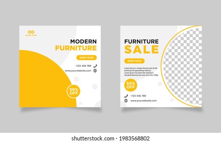 Set of editable social media post template for modern furniture sale