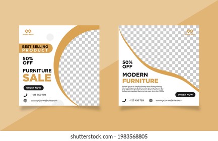 Set of editable social media post template for modern furniture sale