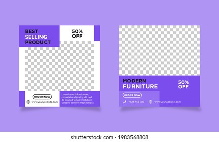 Set of editable social media post template for modern furniture sale