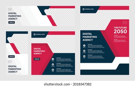 Set of Editable social media post template modern background. Promotional web banner for company business. professional business social media stories. webinar banner sale ads and discount promo

