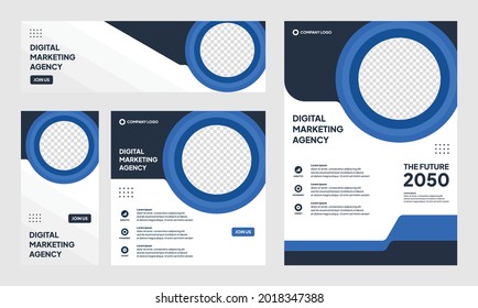 Set of Editable social media post template modern background. Promotional web banner for company business. professional business social media stories. webinar banner sale ads and discount promo
