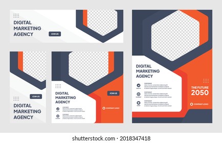 Set of Editable social media post template modern background. Promotional web banner for company business. professional business social media stories. webinar banner sale ads and discount promo
