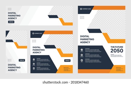Set of Editable social media post template modern background. Promotional web banner for company business. professional business social media stories. webinar banner sale ads and discount promo
